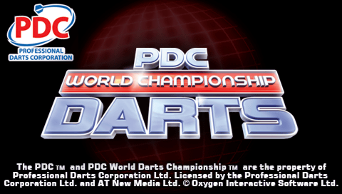 PDC World Championship Darts title screen for PSP